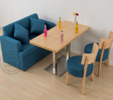 简约现代时尚洽谈卡座布艺沙发西餐厅茶餐厅咖啡厅实木餐桌椅组合