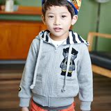 现货韩国进口代购正品童装2015春新款男童机器连帽拉链休闲外套