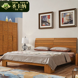 圣卡纳全实木床1.5米现代简约双人床1.8M北欧实木床日式纯实木床