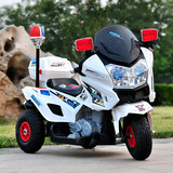 双驱动警车新款儿童电动摩托车大号三轮车可充电带音乐儿童摩托车