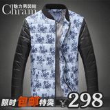 新款高端BAIWMAN男装爆版中国风印花精品羽绒棉男士大码棉衣外套