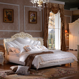 欧式真皮床实木雕花双人床法式床高档 欧式公主床婚床1.8米真皮床