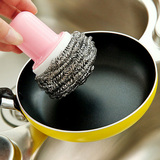 创意厨房带柄钢丝球刷子不锈钢洗锅清洁除污刷 强力去污刷锅神器