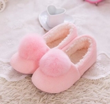 公主鞋冬季可爱粉粉兔毛球球保暖家居棉拖鞋 包跟地板拖月子鞋