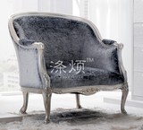 涤烦|高端定制家具|意大利新古典单人布艺沙发椅实木休闲椅IC55