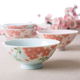 陶瓷碗日本进口家用创意可爱餐具樱花瓷碗小汤碗日式和风米饭碗