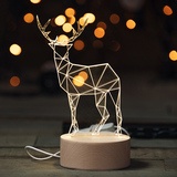 北欧实木艺创意小鹿夜灯宜家简约书桌床头柜装饰灯 新年生日礼物