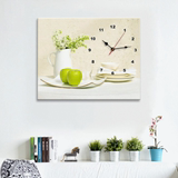现代带钟表挂画简约餐厅水果装饰画单幅无框画厨房壁画客厅墙画