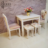 现代简约宜家象牙白实木餐桌可折叠伸缩餐桌椅组合小户型饭桌餐台