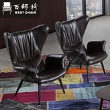 百师椅北欧现代简约设计师休闲椅靠背单人沙发椅实木创意扶手时尚