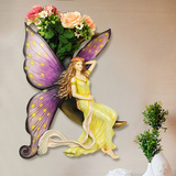 欧式田园复古树脂蝴蝶天使仙子创意墙饰壁饰玄关壁挂饰墙上装饰品