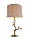 美式欧式全铜台灯 创意台灯卧室客厅灯简约个性小鸟灯台灯布艺罩