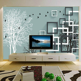 定制壁画现代简约客厅电视背景墙壁纸3d立体方框墙纸花鸟蒲公英