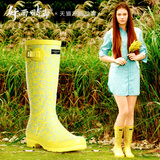 好雨时节 女式高筒橡皮鸭雨鞋女士雨靴/可爱萌黄鸭 高筒雨靴
