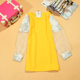 日本原单 亮片甜美欧根纱长袖宽版甜美日系雪纺衫 衬衫