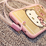 iPhone6带绳子挂脖子可爱手机壳苹果6六代骚粉色猫咪外壳i6保护套