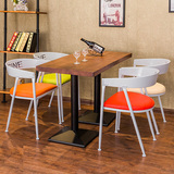 美式实木复古咖啡厅桌椅奶茶甜品店桌椅酒吧茶西餐厅餐桌椅子组合