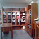 东南亚家具组合实木书柜转角板式书橱组装展示柜烤漆胡桃色带柜门