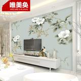 唯美奂新中式花鸟大型定制壁画壁纸客厅电视背景墙纸卧室手绘墙布