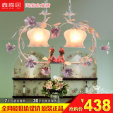韩式吊灯田园客厅温馨卧室餐厅铁艺灯可爱儿童水晶吊灯创意灯具
