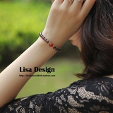 Lisa原创天然6A茶晶烟晶红玛瑙14K包金珠手链手串6mm水晶礼物包邮