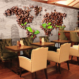 复古怀旧咖啡厅馆咖啡豆世界地图墙纸壁纸大型壁画背景墙定制778
