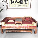 实木罗汉床 榆木中式古典床榻 山水雕刻罗汉床榻 明清仿古家具