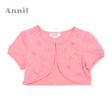 安奈儿女童装夏季款 短袖针织小披肩坎肩外套 AG525416 正品