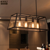 铁艺复古工业风餐厅饭店火锅店酒吧网吧服装店创意个性玻璃箱吊灯