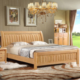 全实木床 橡木床 1.2/1.5/1.8米床 简约现代单人床中式婚床双人床