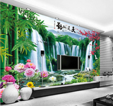 中式天道酬勤山水风景大型3d壁画客厅沙发背景墙墙纸壁纸无缝墙画