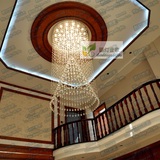 复式别墅跃层双层中空楼梯水晶灯长吊灯大客厅豪华酒店工程大厅灯