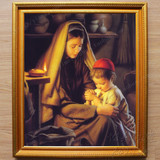 天主教圣像画仿真油画 天主教油画圣像纯手绘圣母抱耶稣油画定制5