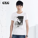 GXG[特惠]男装新款 男士时尚休闲百搭白色圆领短袖t恤#42144219