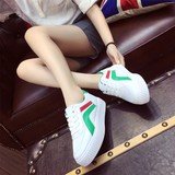 新款韩版运动鞋女跑步透气学生系带小白鞋百搭圆头松糕底休闲鞋潮
