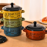烤箱烘焙烤碗陶瓷饭碗包邮 双耳带盖泡面碗 韩日式汤碗
