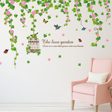 客厅沙发背景墙壁壁画可移除墙贴纸贴画绿色环保清新装饰树枝鸟笼