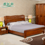 简约现代实木床高箱储物床柚木中式全实木床1.8双人床1.5单人C201