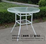 圆桌 钢化白色玻璃桌餐桌 小圆桌子 户外休闲桌 会议洽谈玻璃桌
