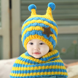 婴儿童帽子秋冬3-6-12个月男女1-2岁宝宝针织毛线加绒厚套头帽子