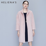海兰丝专柜同款直筒羊毛大衣女士2016秋冬新款韩版蝙蝠袖毛呢外套