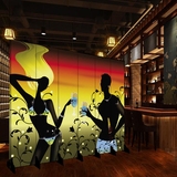 屏风隔断时尚现代个性创意KTV酒杯男女装饰咖啡餐厅双面布艺折屏