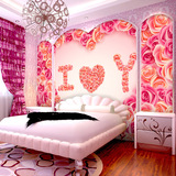 浪漫婚房壁纸 粉色玫瑰花客厅卧室电视背景墙大型壁画无缝pvc