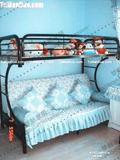 铁艺上下铺双人折叠沙发床金属双层床客厅学生书房卧室母子铁架床