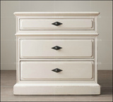 美式床头柜 实木橡木床头柜 白色做旧床头柜原木色床头柜 储物柜