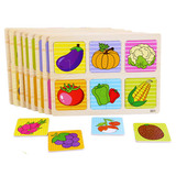 2-6岁幼儿早教木制益智玩具 配对游戏 水果蔬菜对对碰 教具 拼图