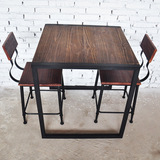 LOFT北欧复古怀旧咖啡厅桌椅组合铁艺实木奶茶店甜品店休闲吧台桌