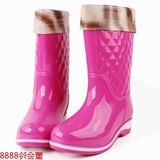 韩国时尚秋冬水鞋雨鞋雨靴女加绒棉保暖高筒平跟厚底防滑橡胶套鞋