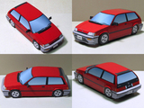 手工diy本田思域1983年3门轿车纸模型立体3D汽车车模 civic模型