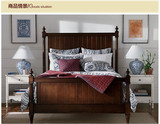 实木床简约美式乡村地中海风格卧室家具全松木双人实木大床品牌床